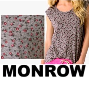 Monrow floral print tri blend short sleeve T-shirt tunic top blouse